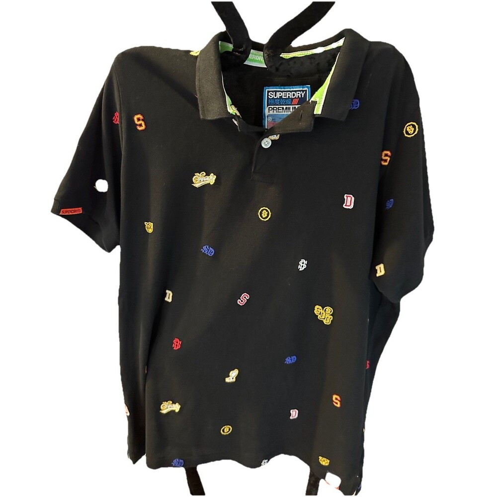 Superdry Men's Premium Short Sleeve Golf Polo, Branded Embroidery Design sz XL